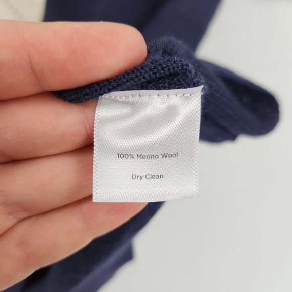 Talbots Sweater Womens 3XL Navy Blue Cream Italian Merino Wool Argyle Cardigan - Picture 7 of 8